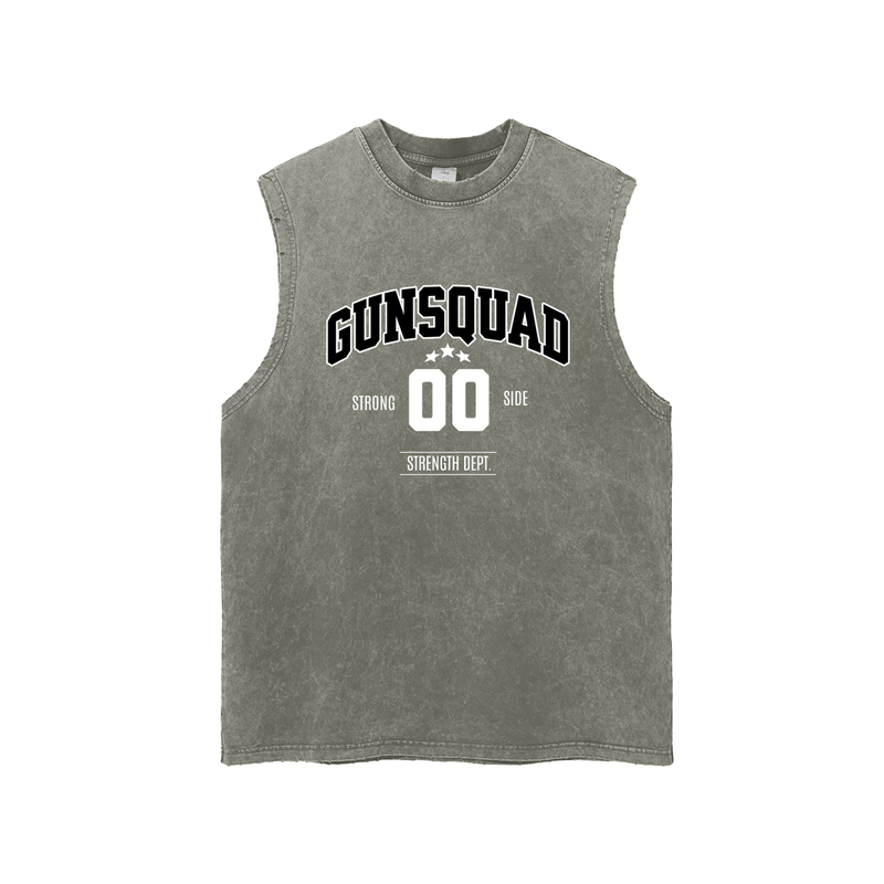 Snow Washed Frayed Hem Tank Top