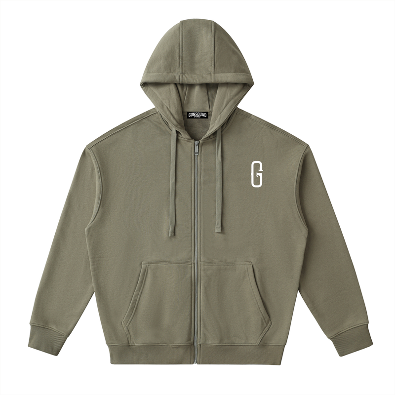 Drop-Shoulder Zip Up Hoodie