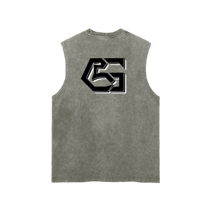 Snow Washed Frayed Hem Tank Top