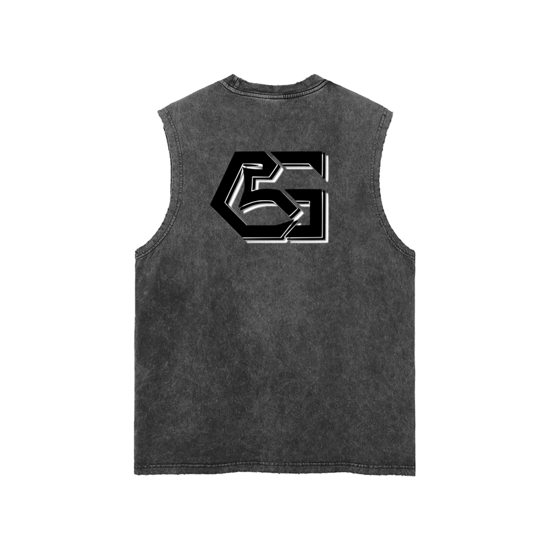 Snow Washed Frayed Hem Tank Top