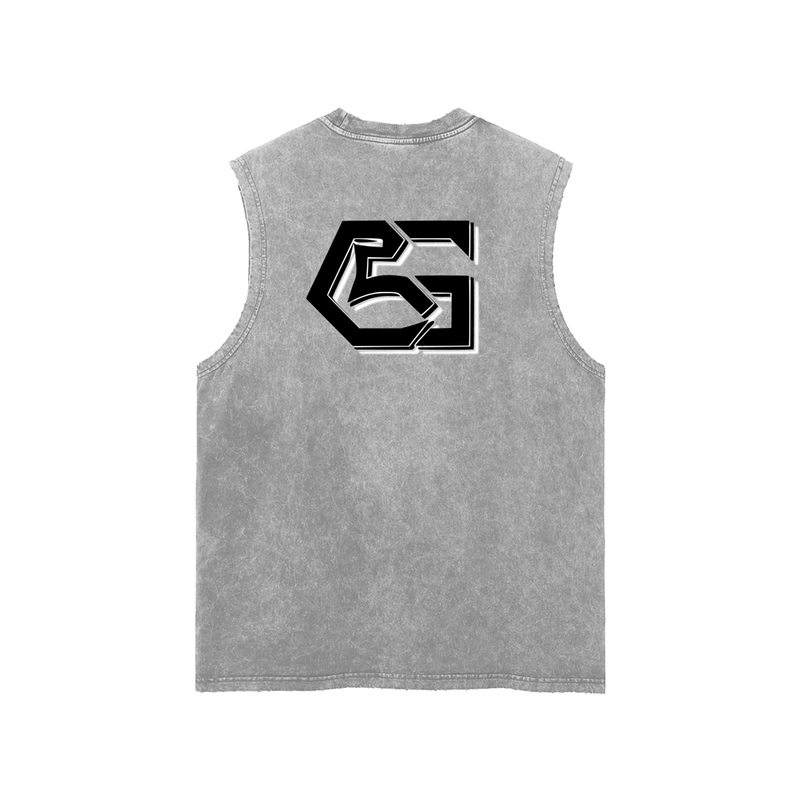 Snow Washed Frayed Hem Tank Top